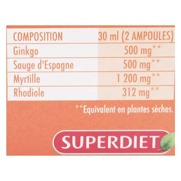 Superdiet Quatuor Mémoire 20 ampoules x 15ml