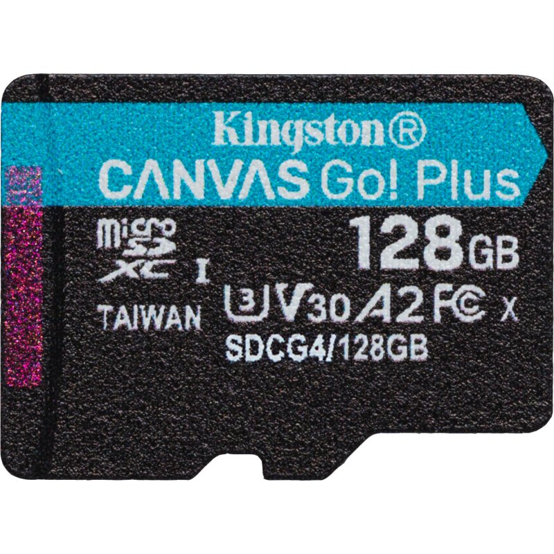 Kingston Technology Carte microSDXC Canvas Go Plus Gen4 200 Mo/s A2 U3 V30 128 Go + adaptateur