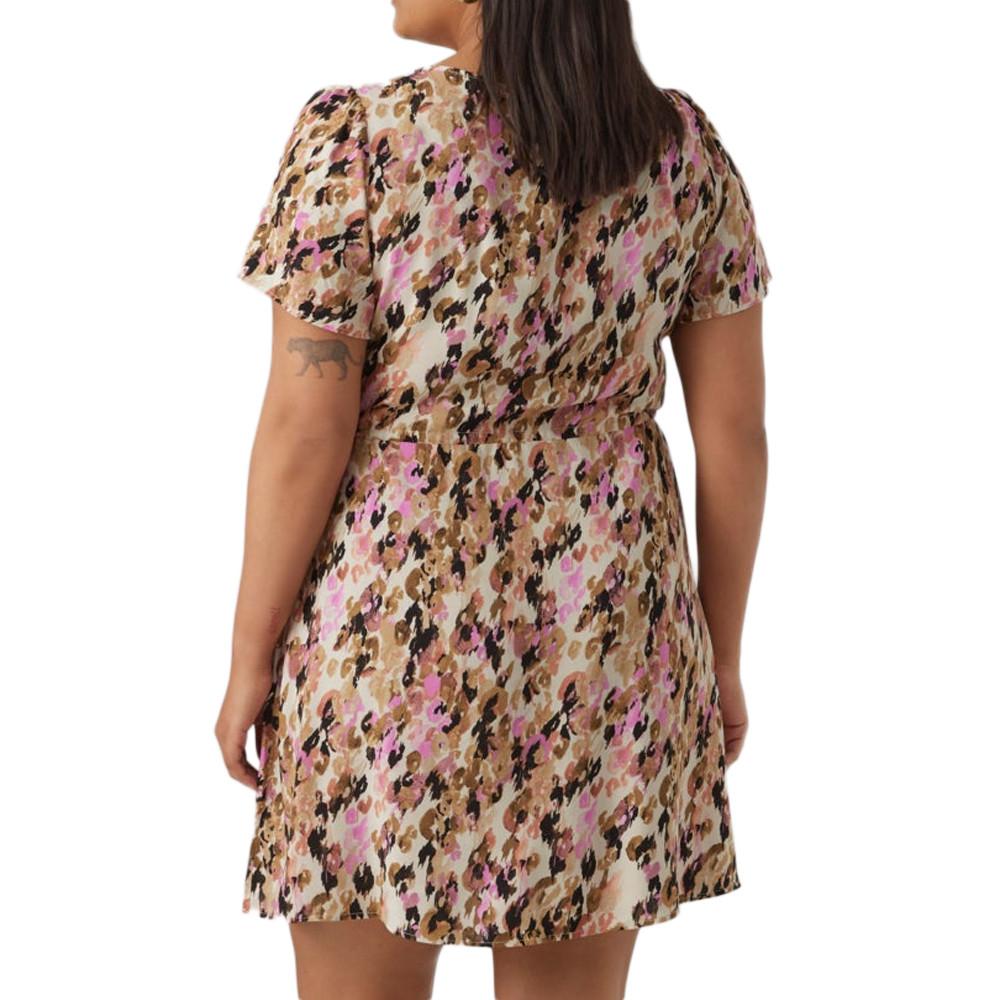 Vero Moda Robe Beige/Rose à Motifs Femme Vero Moda CURVE Easy