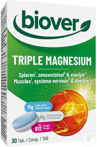 Biover Triple Magnésium Végan 30 Comprimés