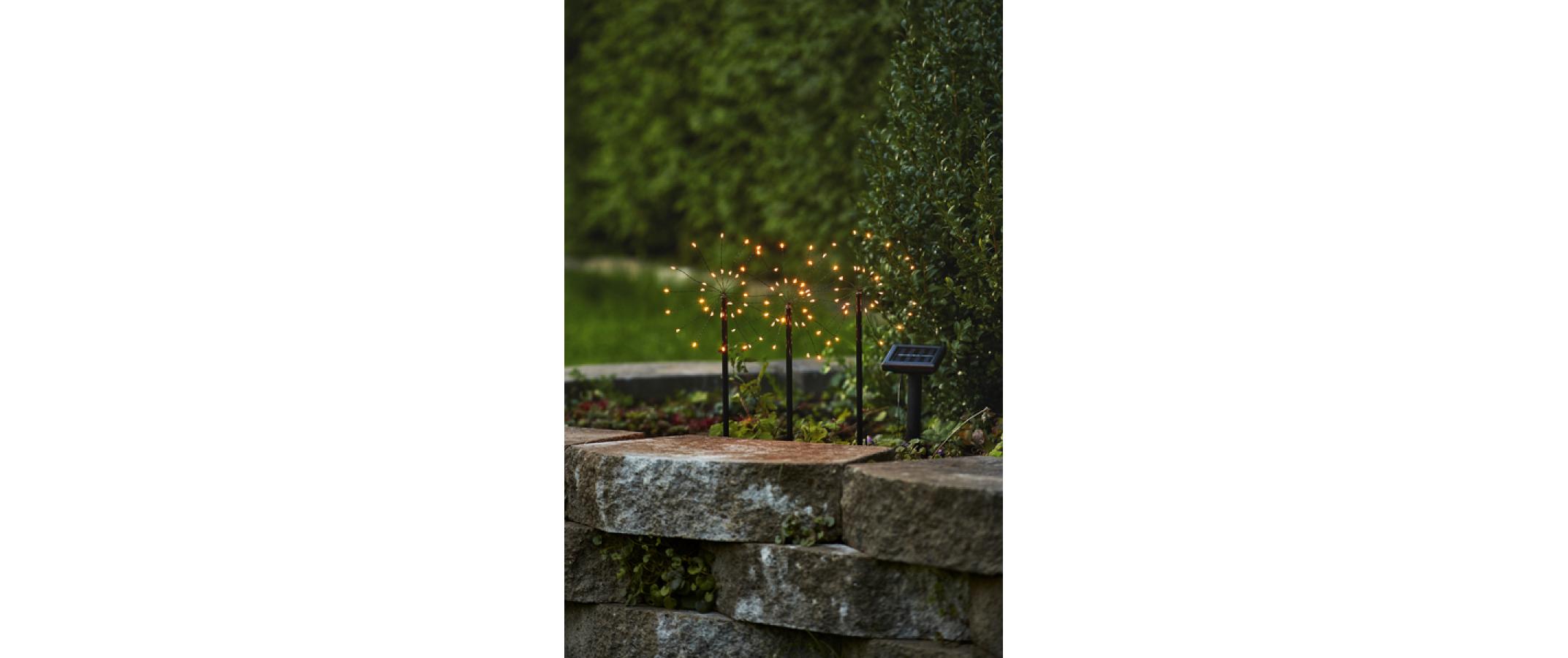 Gartenlicht Firework, 14 cm 3 Stk.Solarleuchte in Feuerwerk-Optik