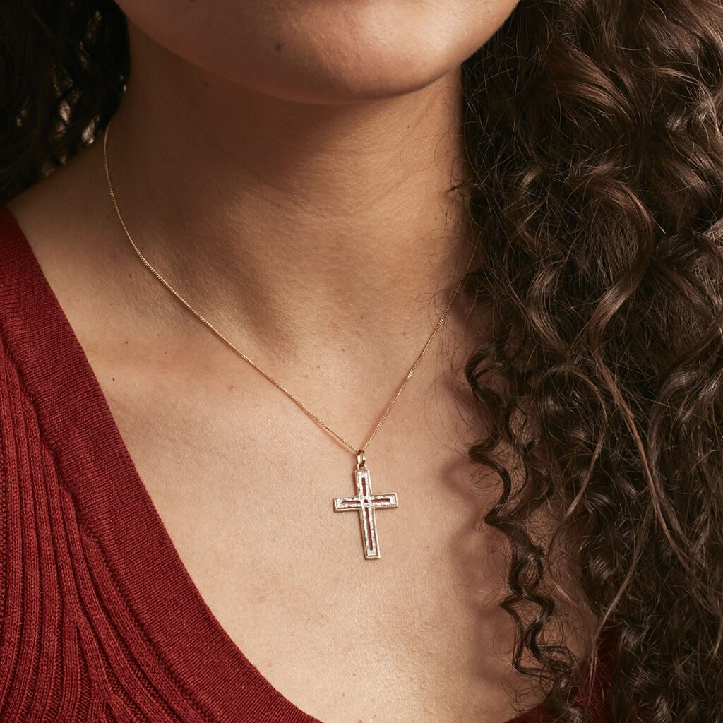 Pendentif Casey Croix Or Bicolore