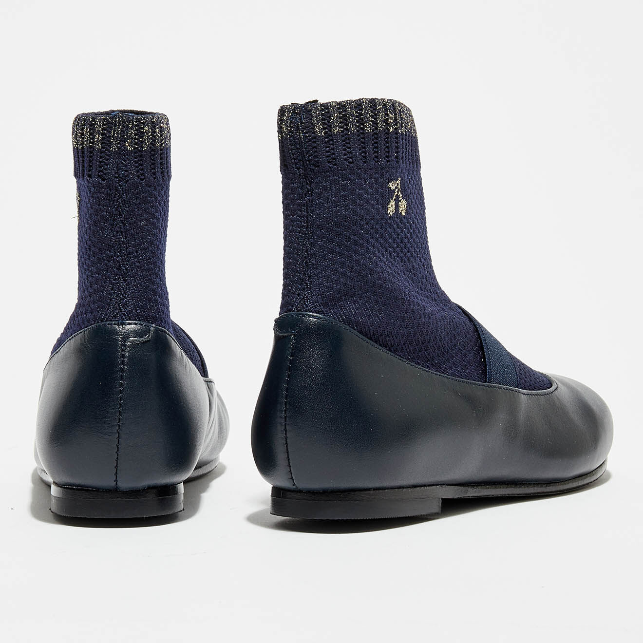 Bonpoint Ballerines en Cuir avec chaussettes Lula marine
