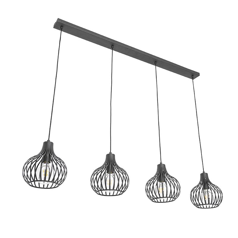 Moderne hanglamp zwart 4-lichts - Saffira