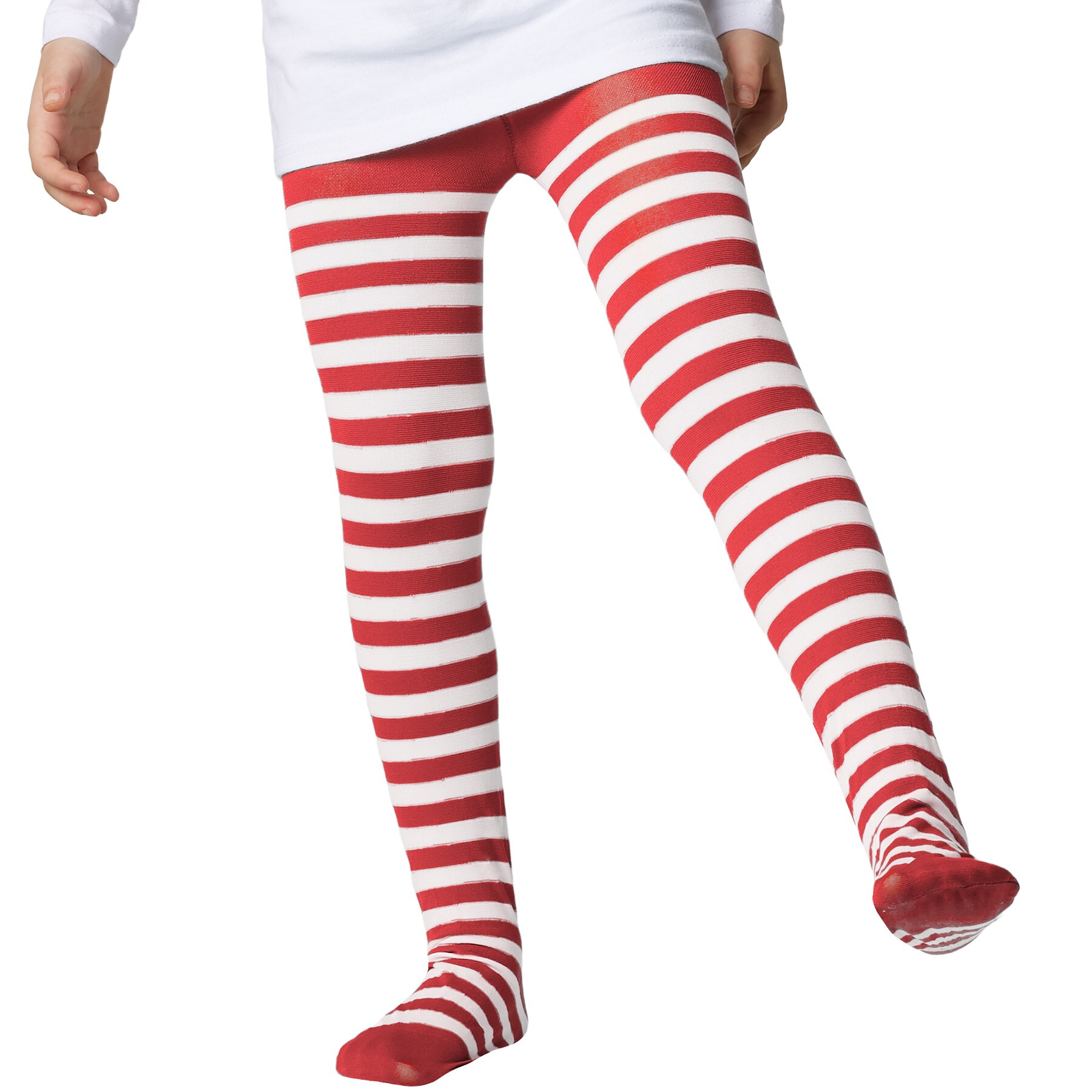 tectake® Gestreifte Strumpfhose für Kinder rot-weiß