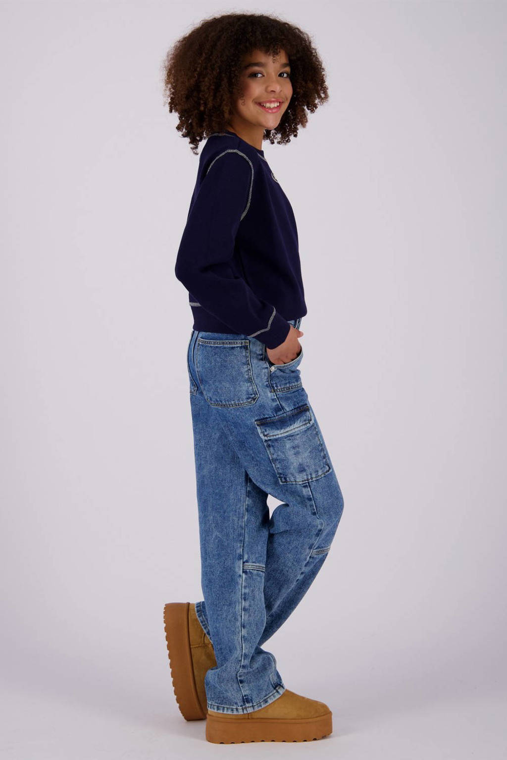 Vingino sweater Natasja met printopdruk diep donkerblauw