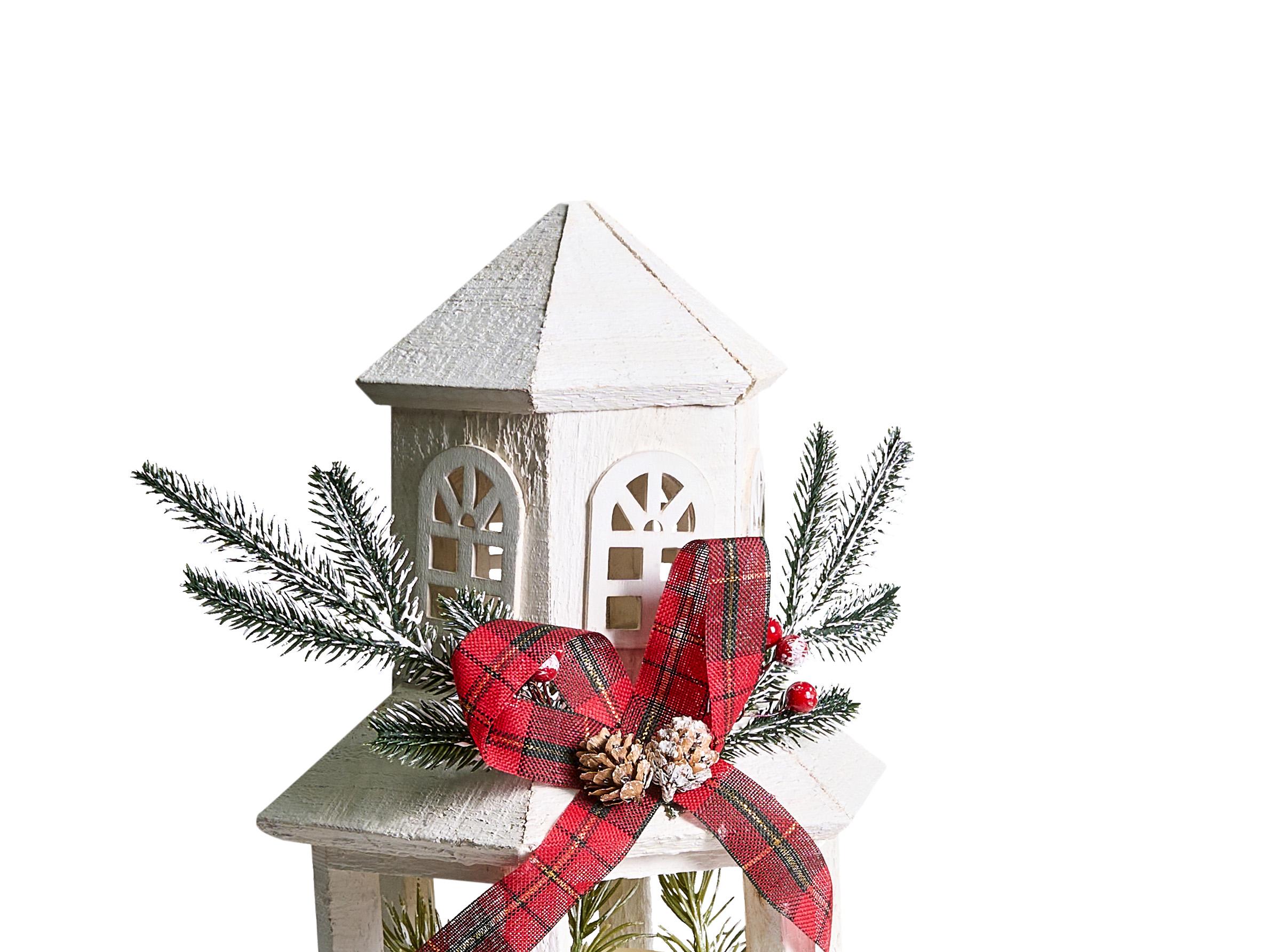 LED lantaarn SAVIVESI Kerstpatroon 38 cm Wit