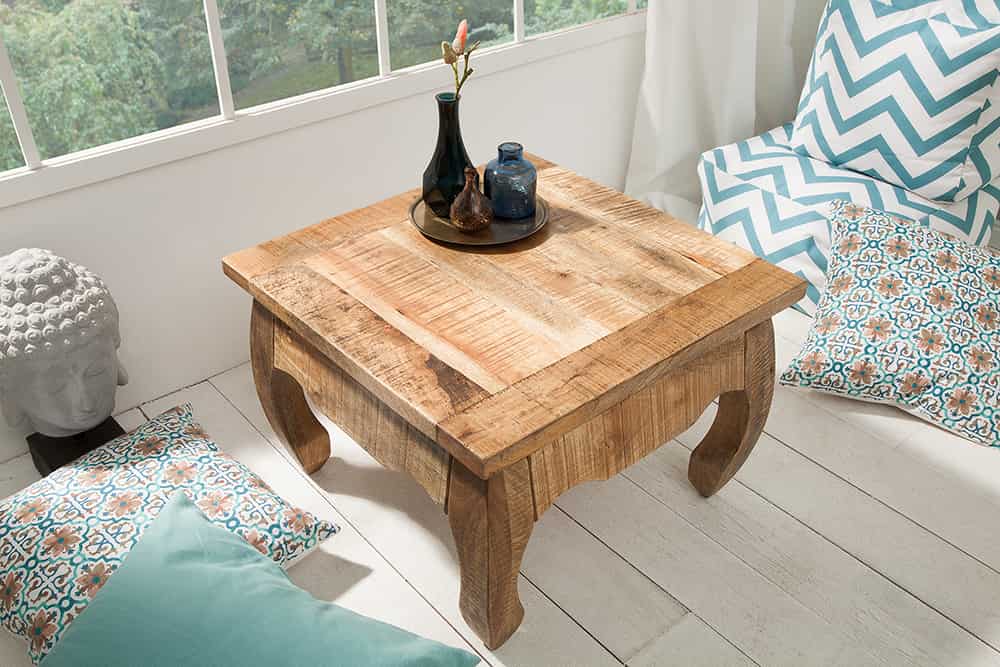 Massiver Couchtisch OPIUM ANTIQUE 60cm natur Mangoholz Beistelltisch