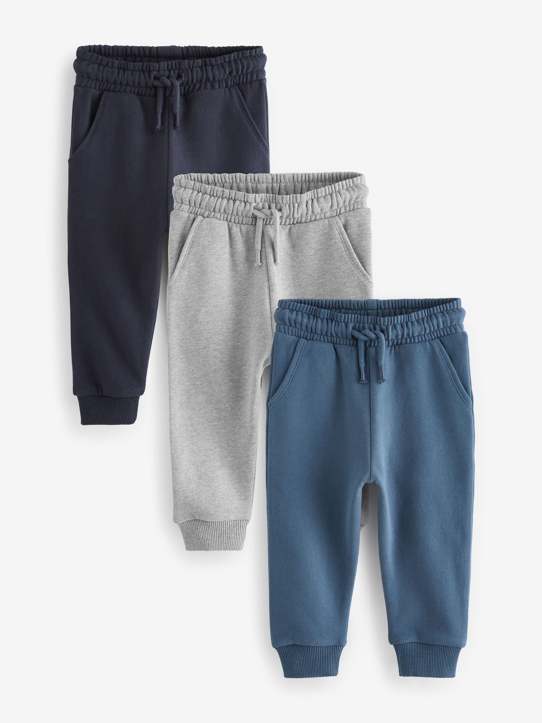 Blauw/antracietgrijs/zwart - Verpakking van 3 zachte joggingbroeken (3 mnd-7 jr)