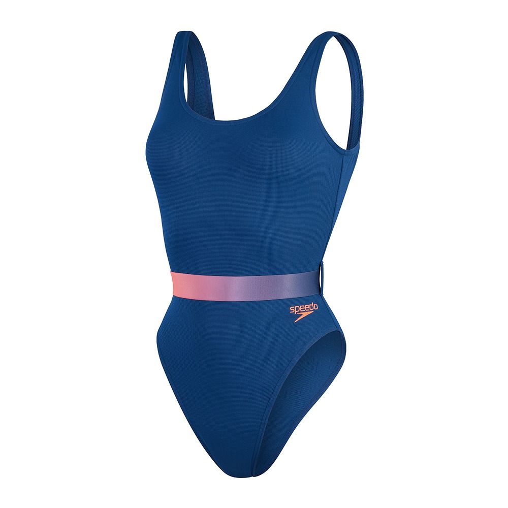 Speedo ECO BELTED DEEP U-BACK - Maillot de bain 1 pièce Femme blueorange