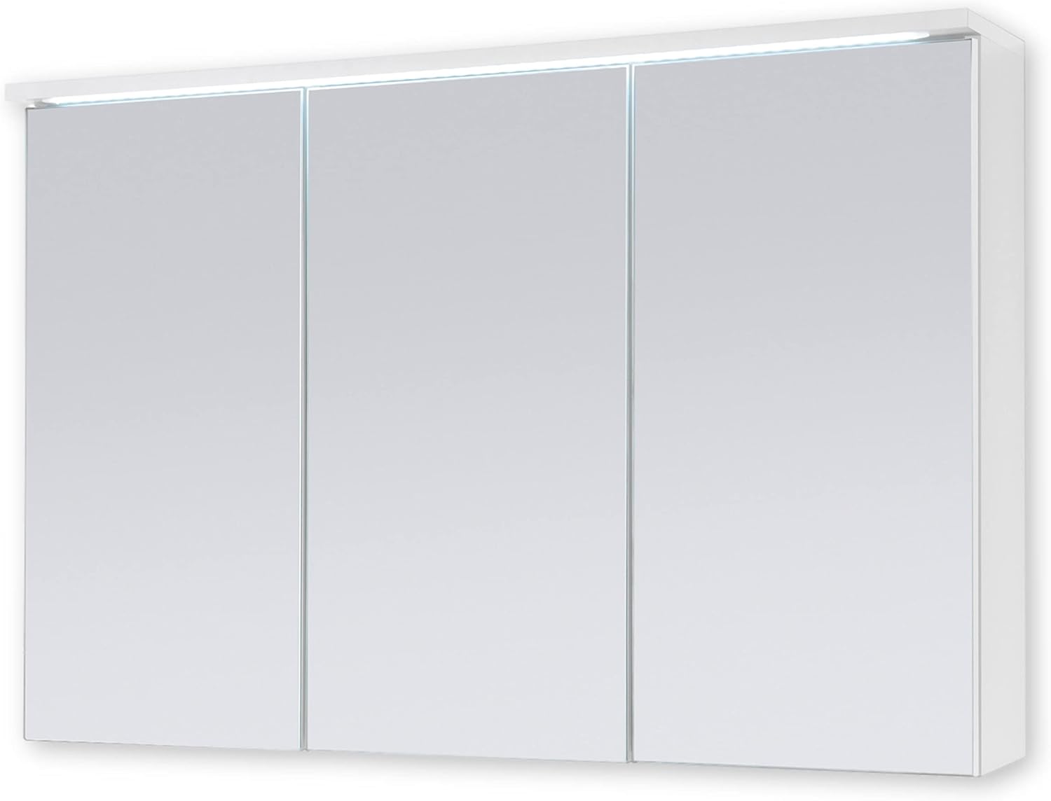 Stella Trading TWO Spiegelschrank Bad mit LED-Beleuchtung in Weiß - Badezimmerspiegel Schrank mit viel Stauraum - 100 x 68 x 22,5 cm (B/H/T)
