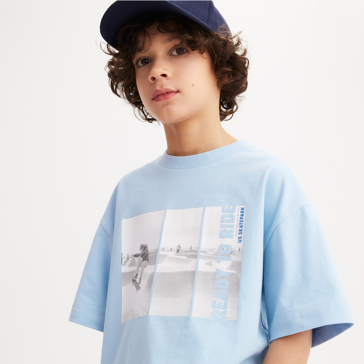 COLEÇÃO LA REDOUTE<br>Camiseta oversized com gola redonda e estampa de skate