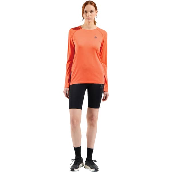 T-shirt running ODLO TS CREW NECK L/S ESSENTIAL SEAMLESS W LIVING CORAL MELANGE
