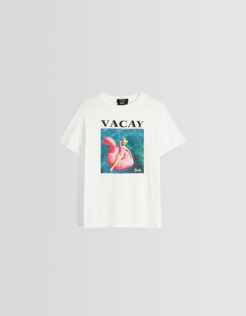 Camiseta de manga curta com estampa da Barbie