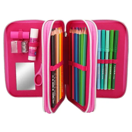 Depesche TOPModel 3-Fach Federtasche Streichpaillette TROPICAL pink