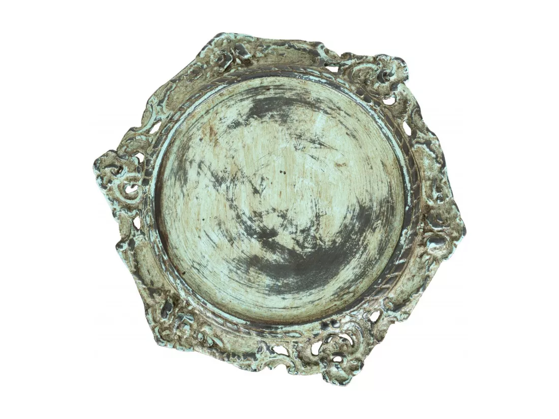 BISCOTTINI Support de Pot de Fleurs - Fonte avec Finition Argent Antique - Porte-Plante - Pot d'Intérieur et d'Extérieur - Jardinière - Jardin - 45x45x60cm
