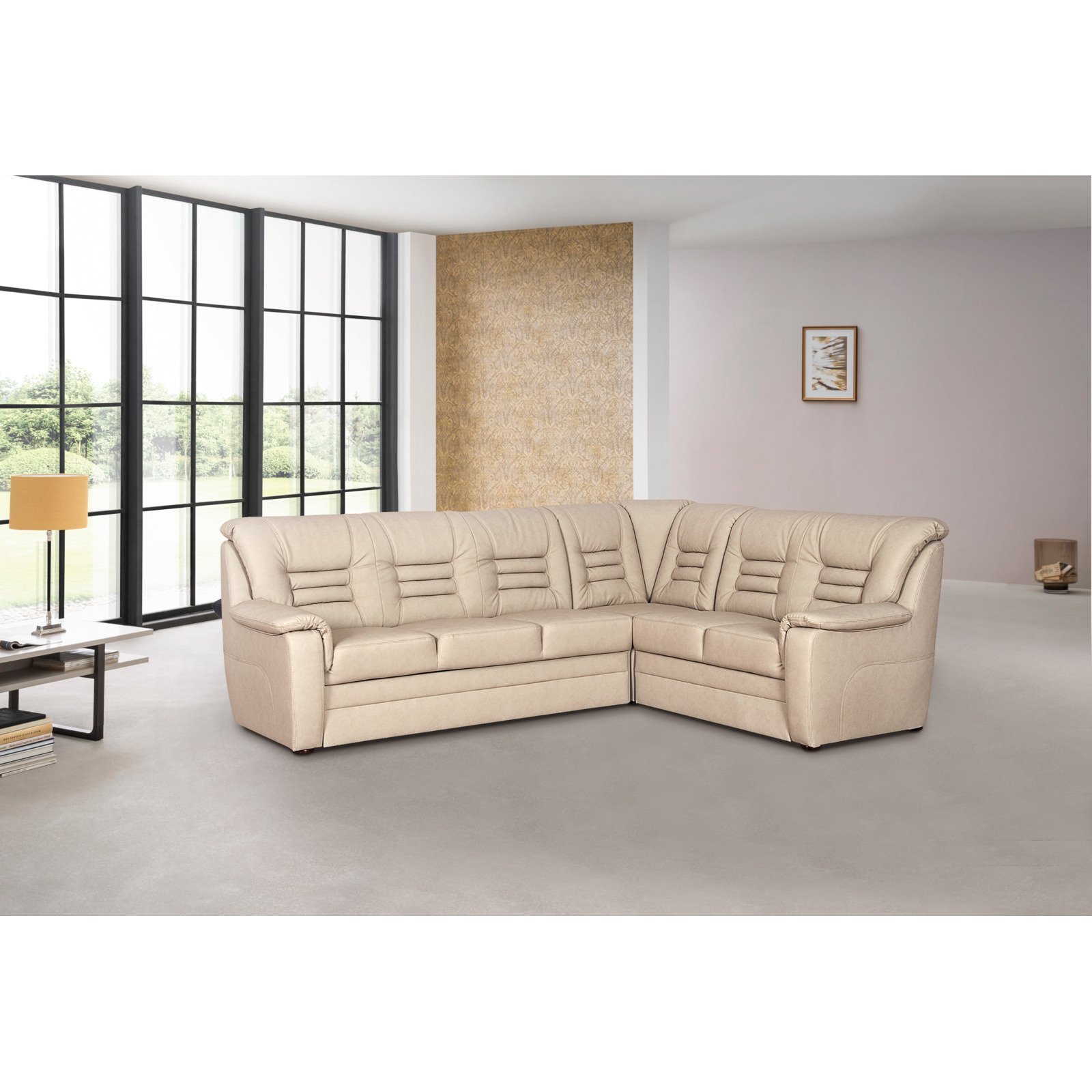 Ecksofa Merlin beige, Ottomane rechts
