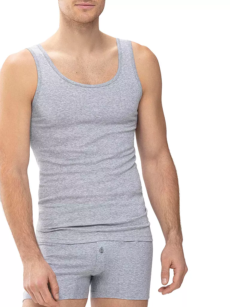MEY Athletic Shirt Casual Cotton Light Grey Melange grau