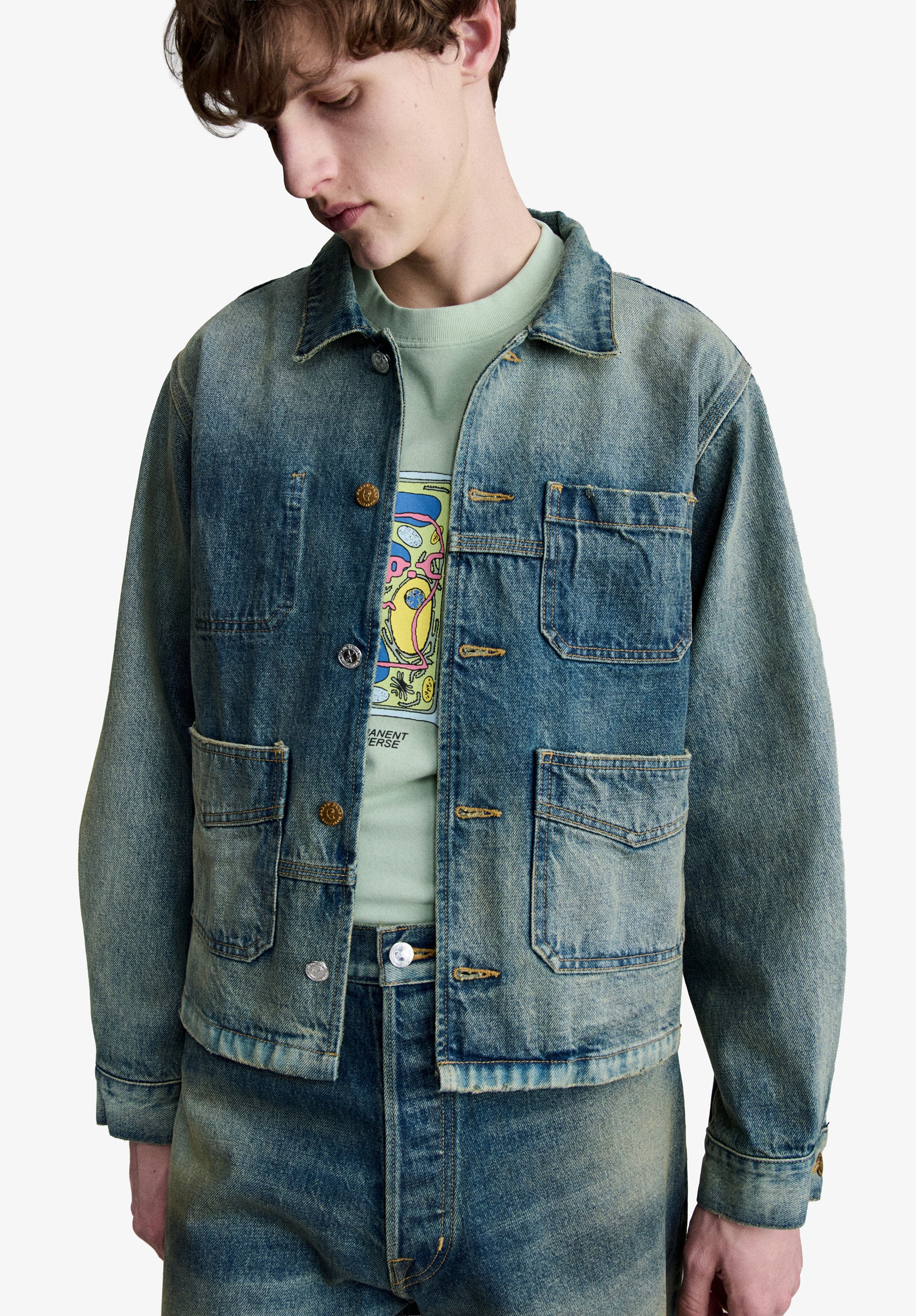 trucker jacket washed braindead - Indigo delave