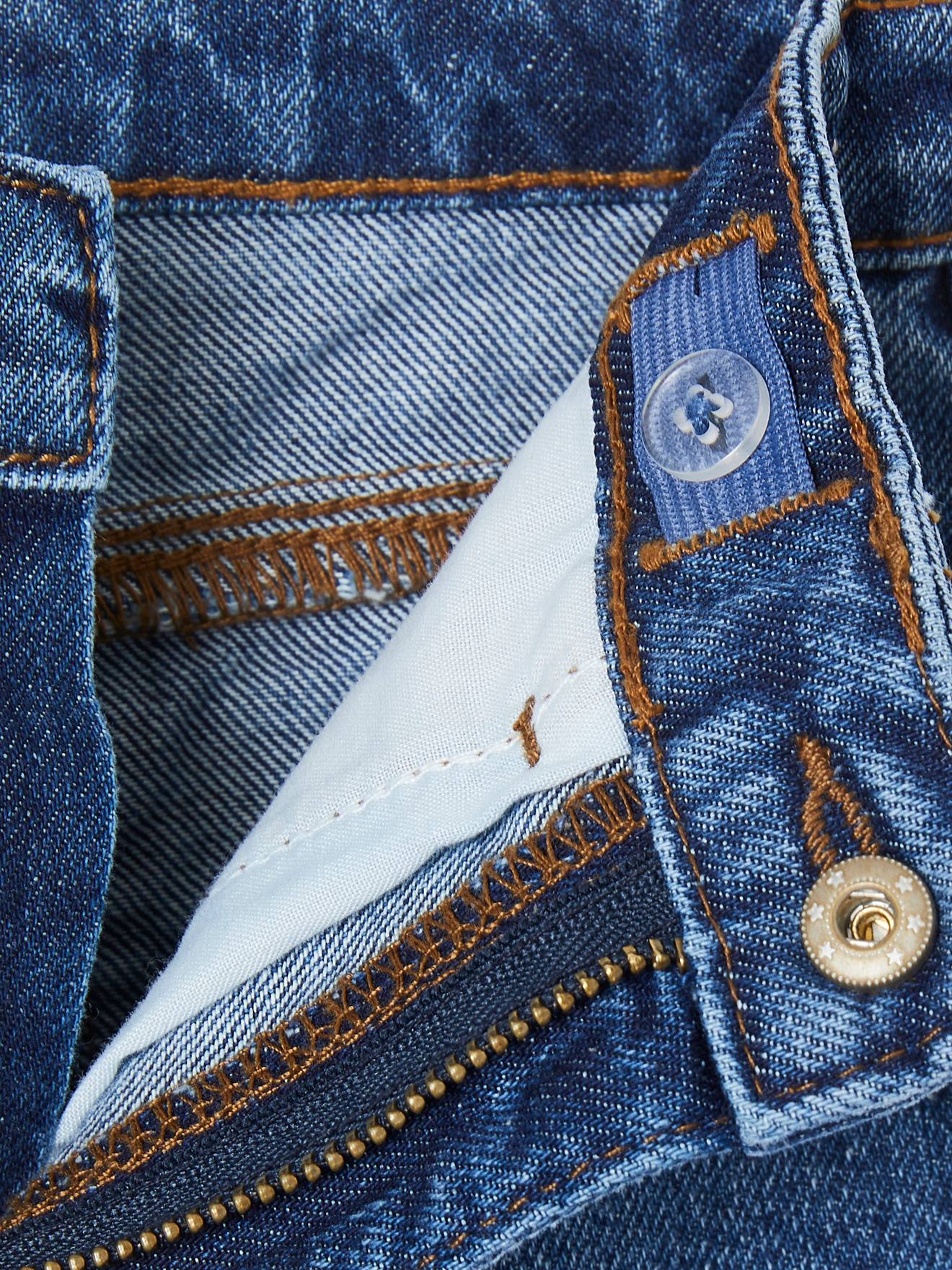 Calça jeans de perna larga com barra desfiada para meninas, jeans azul
