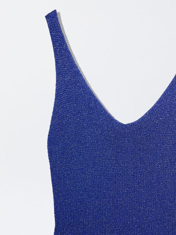 Vestido de malha metálica - Azul marinho