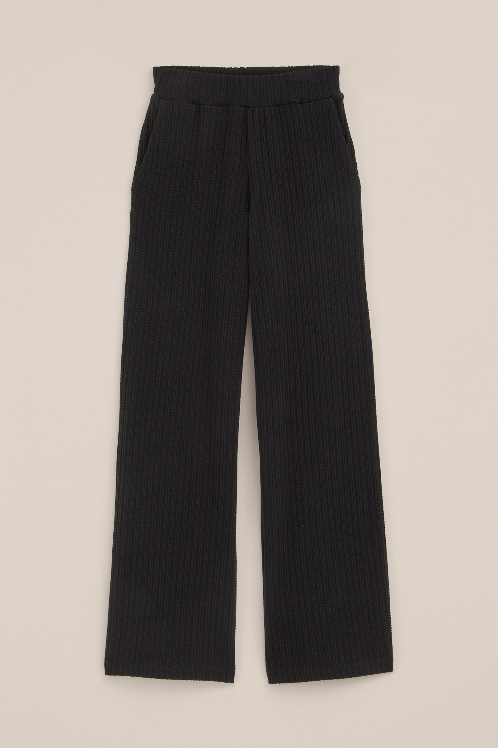 Meisjes straight fit broek met structuur WE Fashion Zwart