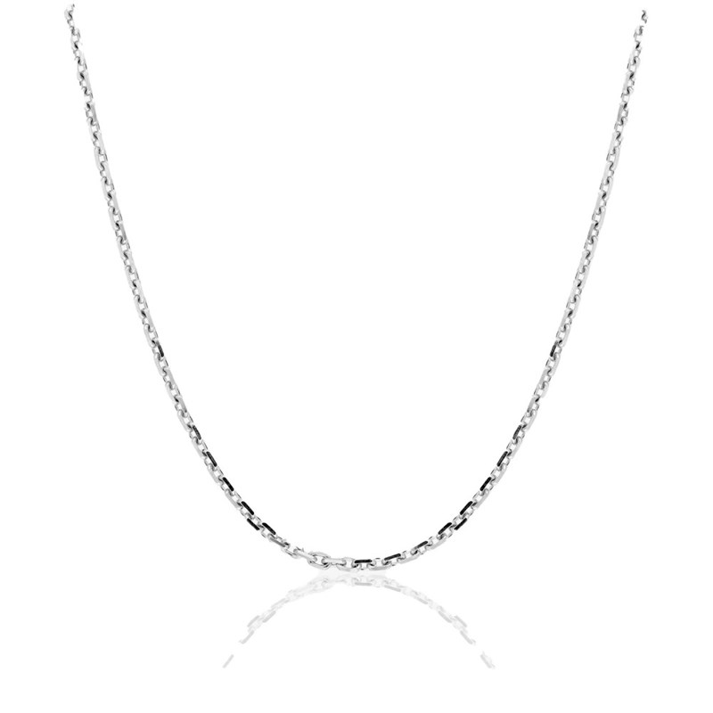 Chaîne mixte 40 cm - Maille Forçat diamanté - Or blanc 18 Carats - Largeur 1.60 mm