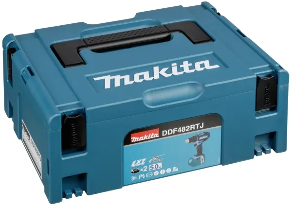 Makita DDF482RTJ 18V LI-ION Kompakt Boremaskine - inkl. 2 x 5Ah batterier, oplader, MAKPAC Box