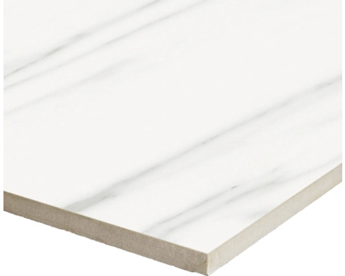 MIRAVA porseleinen wand- en vloertegel LUCCA Bianco grijs zwart gepolijst 60 x 120 x 0,9 cm gerectificeerd