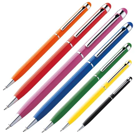Easy Gifts Touchpen Drehkugelschreiber aus Edelstahl, 7 Stück in verschiedenen Farben