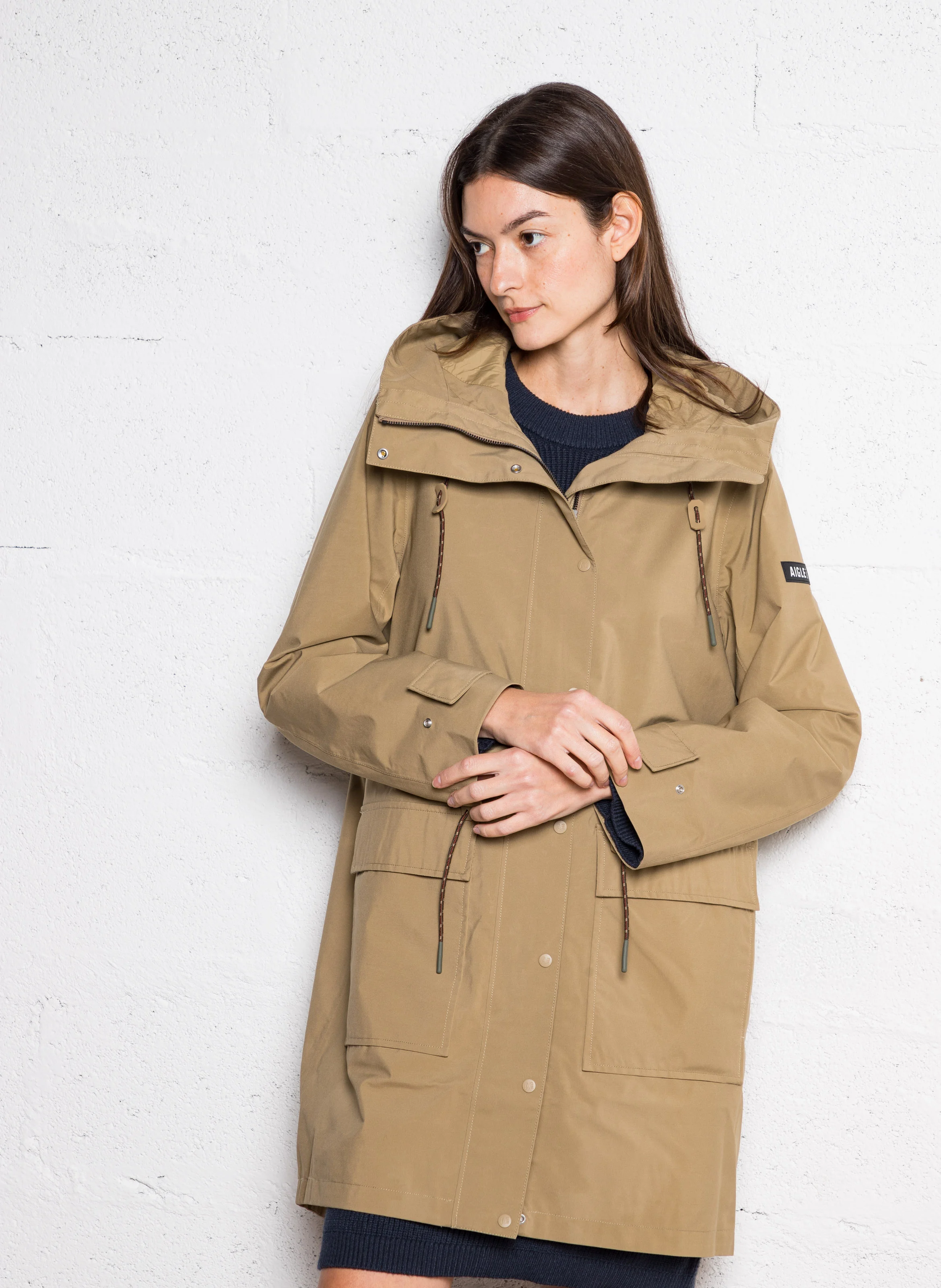 Parka longue à capuche | Beige