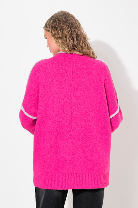 Pullover, Zierstreifen, Oversized, Stehkragen, Langarm