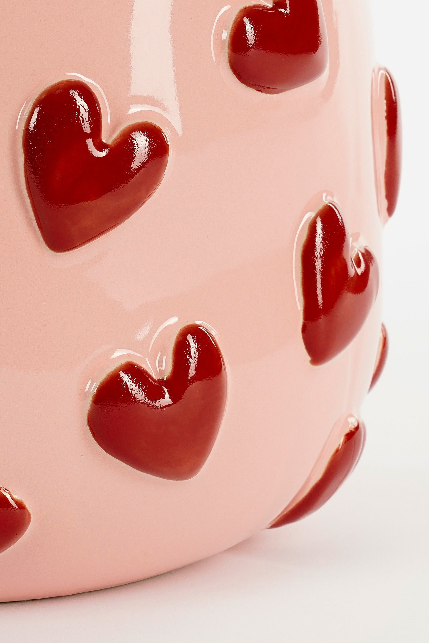 Mica Decorations vaas Hearts roze / rood D 28,5 H 28 cm