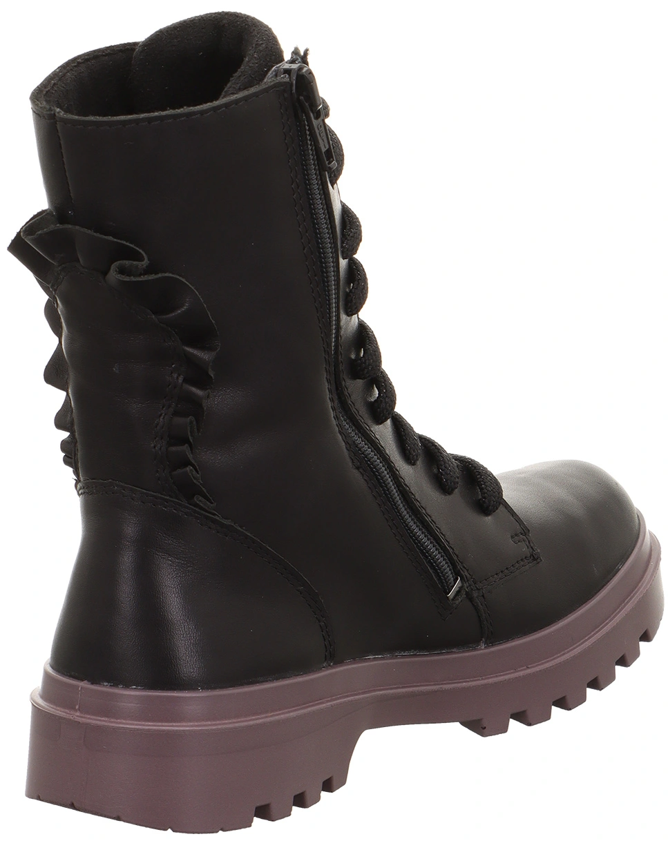 Schnür-Stiefel ABBY mit Reißverschluss in schwarz