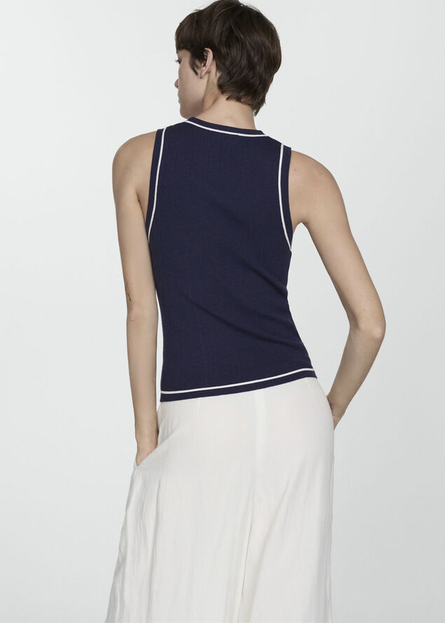 MANGO Knitted top with contrasting finish Navy