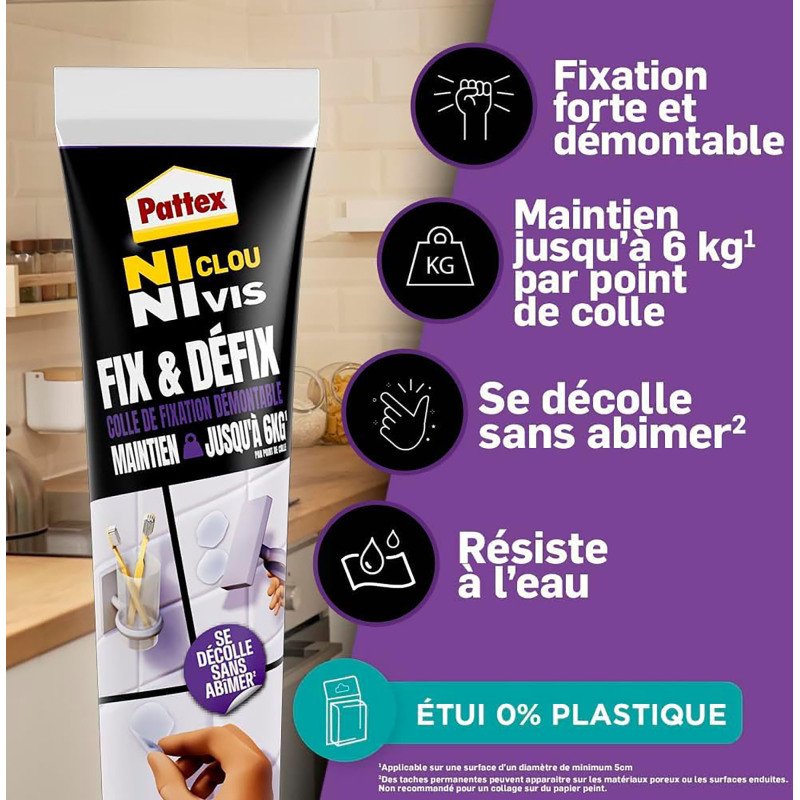 Colle de montage FIX & AB, tube de 44 g, transparent