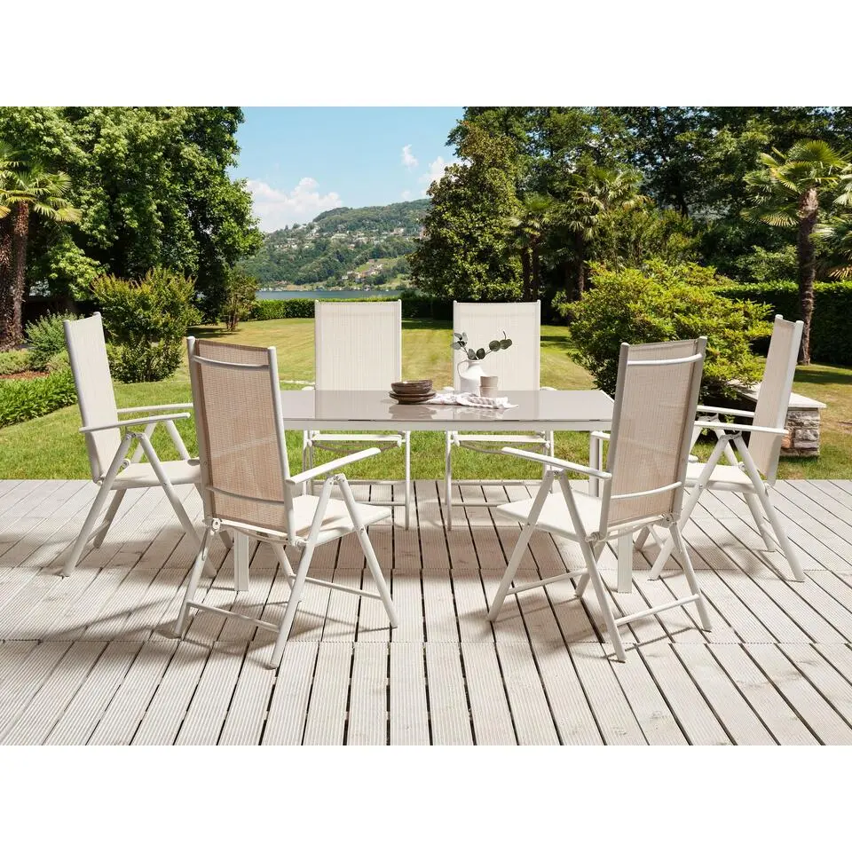 CATANIA - Tuintafel - Beige - 160 x 90 cm - Veiligheidsglas