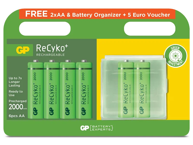 GP Batteries ReCyko  AA Genopladelige Batterier 2000 mAh - 6-pak