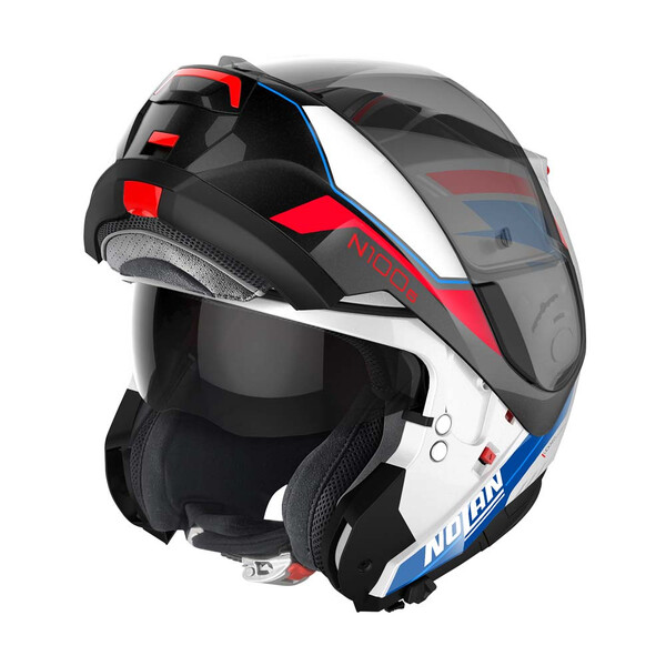 Nolan - Casque N100-6 Surveyor N-Com Blanc / Rouge / Bleu / Brillant