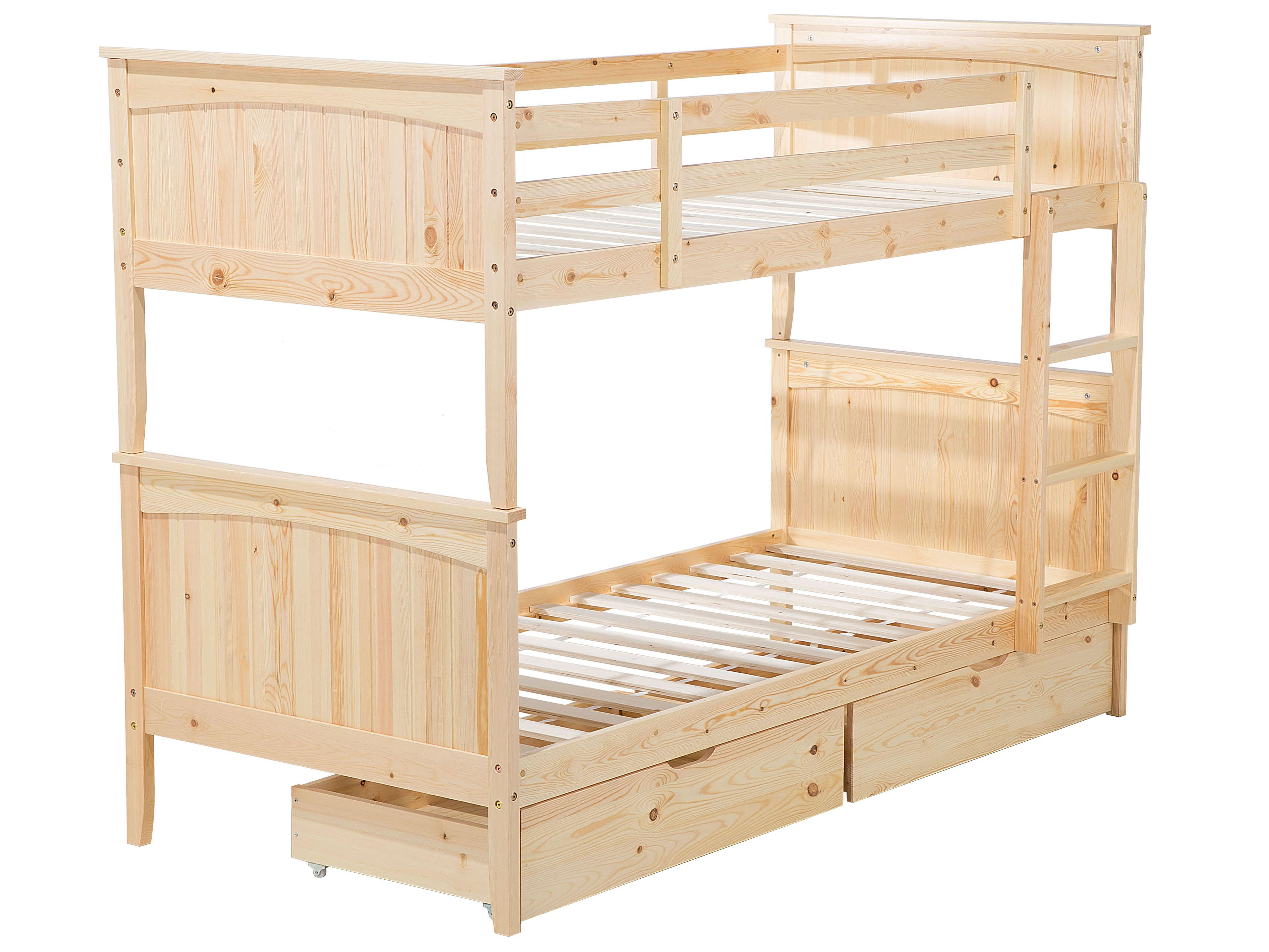 Hoogslaper met laden Dennenhout ALBON 90 x 200 cm Lichtbruin