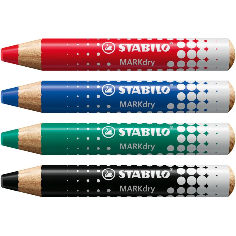 Crayon marqueur effaçable à sec Stabilo MARKdry - Etui de 4