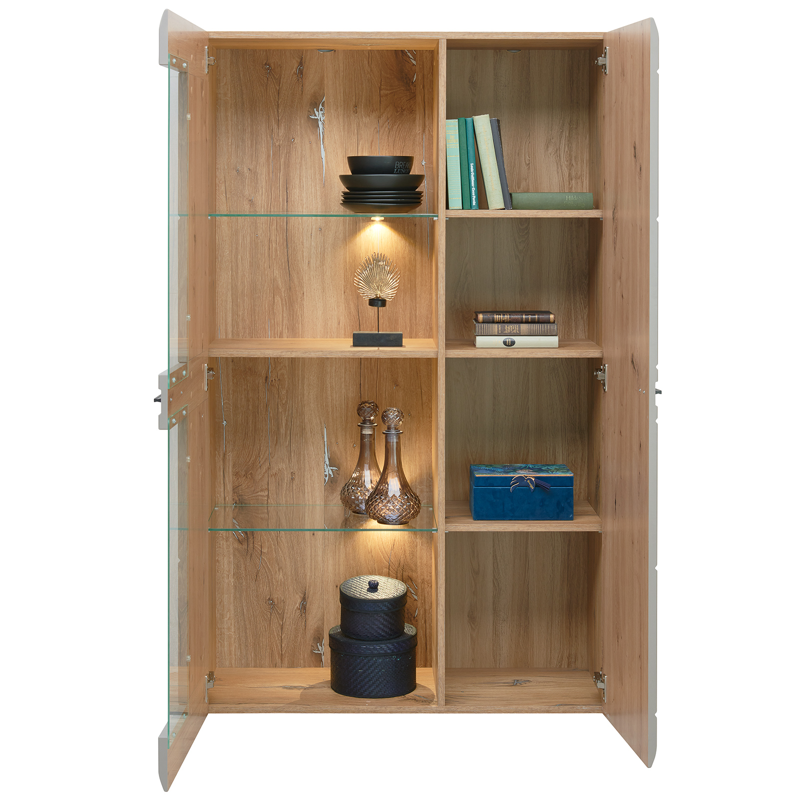 Luca Bessoni Highboardvitrine AURIS - Basalt-Flagstaff Eiche - 95 cm
