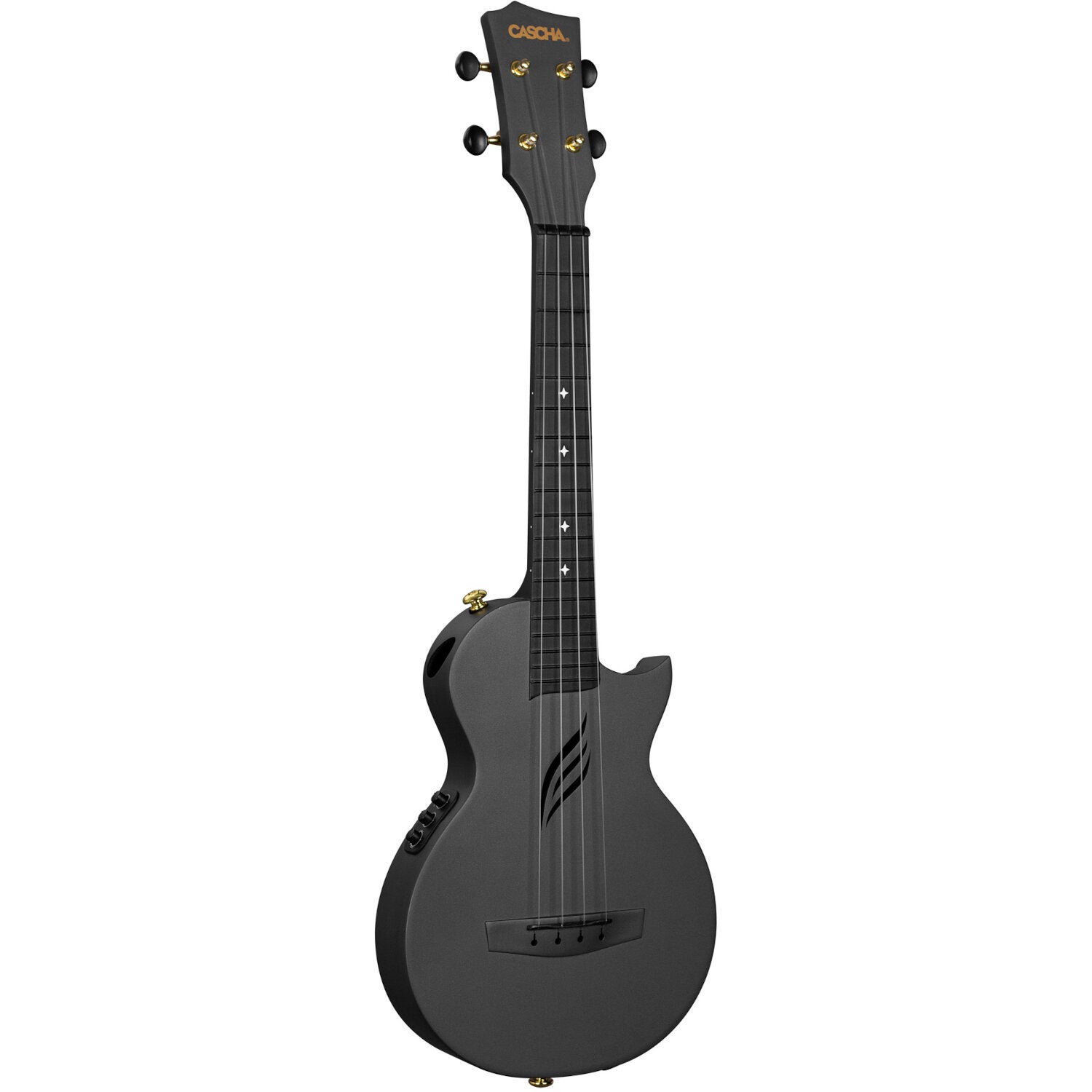 Cascha HH 2258E Black elektrisch-akoestische carbon fiber concert ukelele set