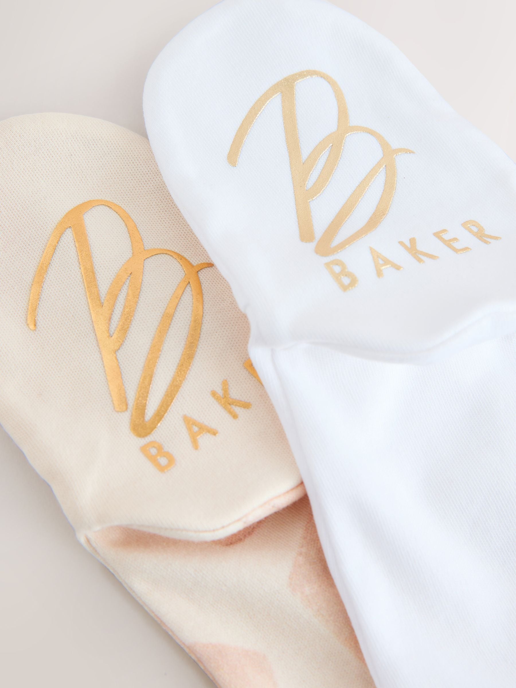 Baker by Ted Baker 2 Pack 100% Cotton Bow Printed Sleepsuits