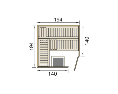 Weka Varberg 3 modulaire sauna inclusief 7,5 kW oven en digitale bediening met grafietkleurige volledig glazen deur