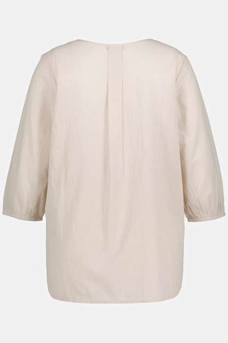 Tunika, Stickerei, A-Linie, Tunika-Ausschnitt, 3/4-Arm