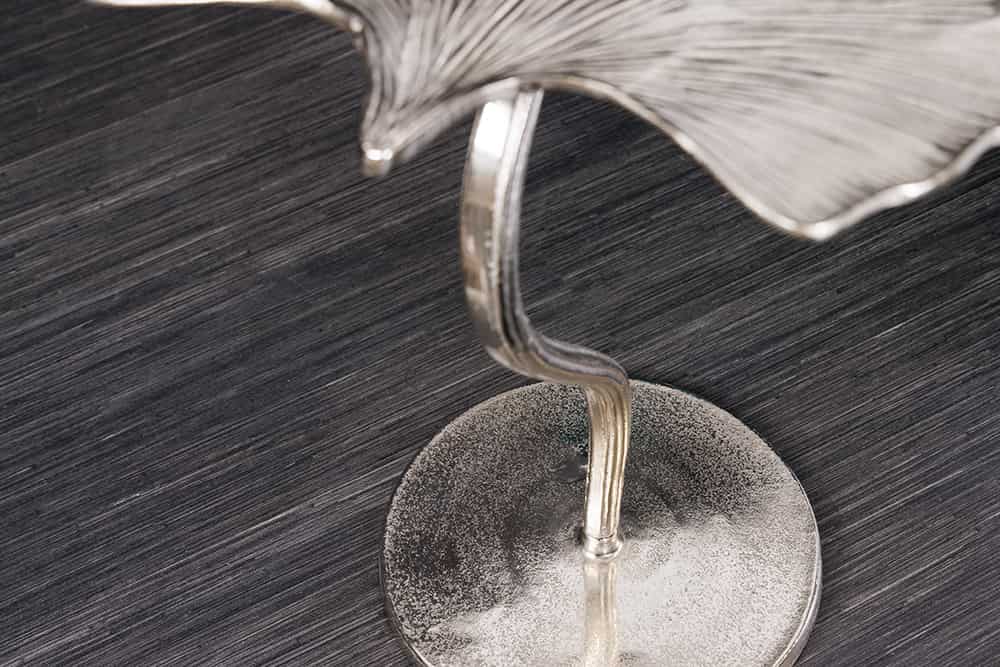 Dekorativer Beistelltisch GINKGO LEAF 55cm silber handmade Metall
