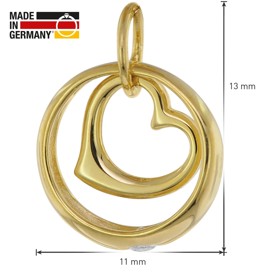 trendor Taufring-Anhänger Gold 333 mit goldplattierter Silber-Halskette gold