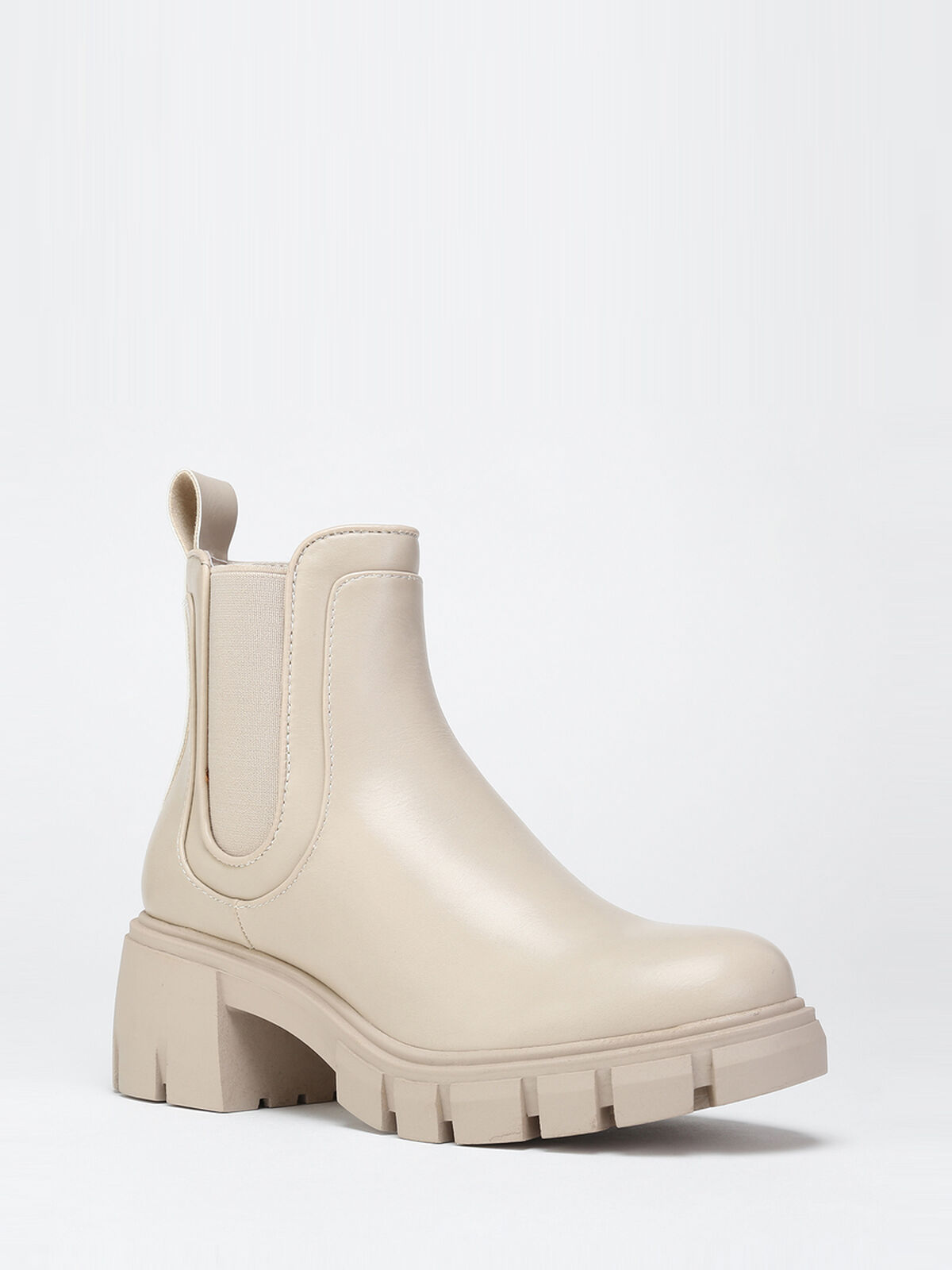 Chelsea à talon carré cranté- Beige