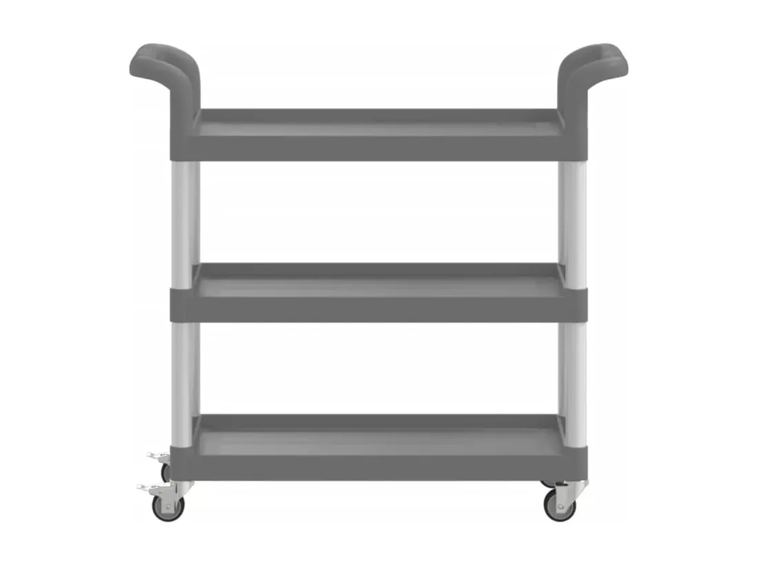 Chariot à 3 niveaux gris 77x34x72 cm aluminium